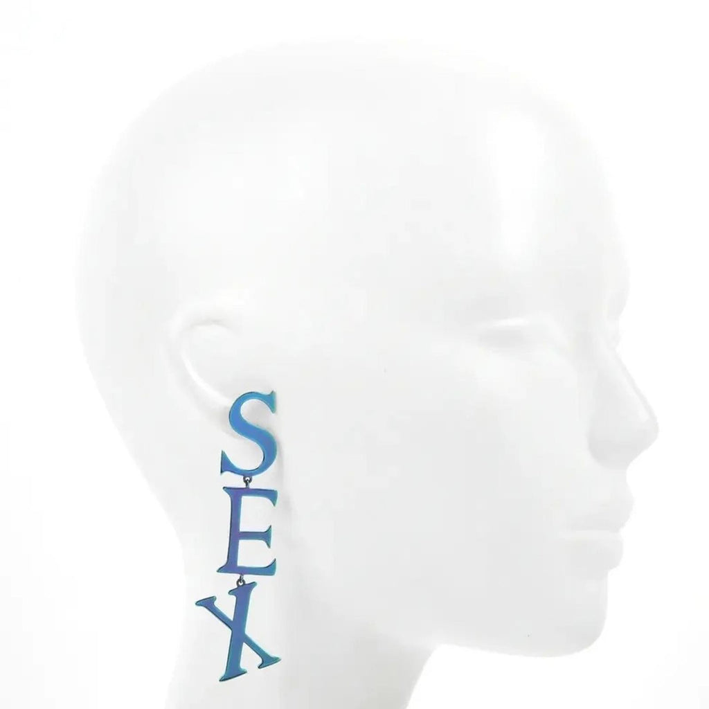 Vivienne Westwood SEX Letter Drop Earrings Rainbow Finish