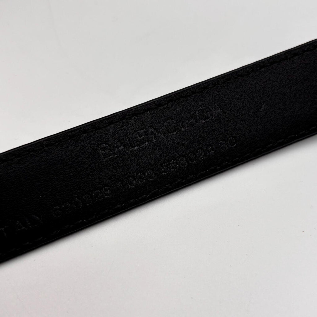 Balenciaga Black Croc Leather Circled BB Logo Belt