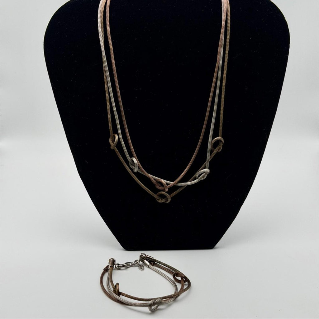 Italian Design Sterling Silver Multi-Strand Necklace & Bracelet Set