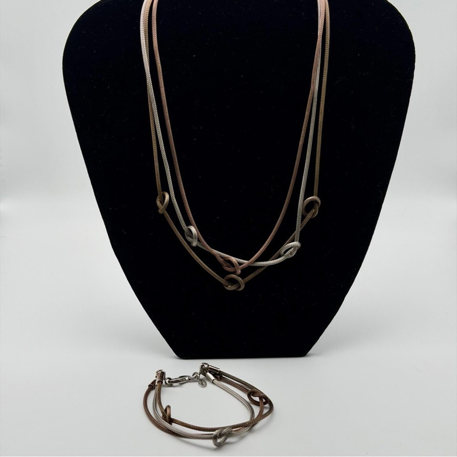 Italian Design Sterling Silver Multi-Strand Necklace & Bracelet Set