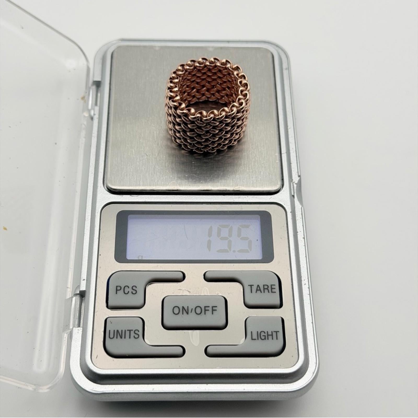 MISS MIMI BEADED MESH RING – 18K ROSE GOLD PLATED