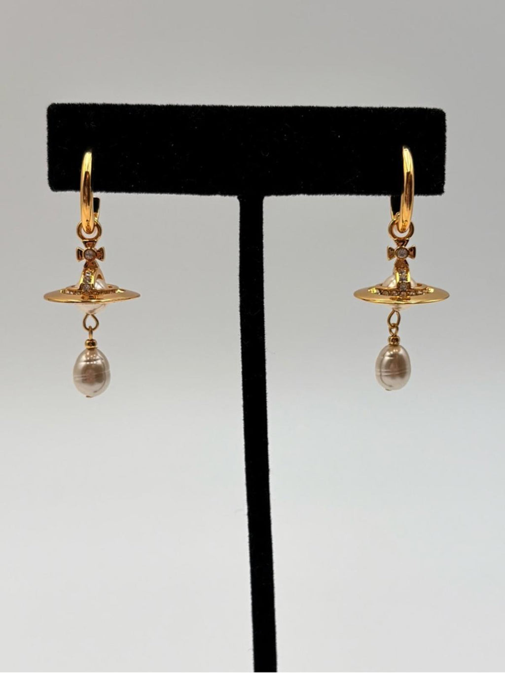 Vivienne Westwood Aleksa Pearl Drop Earrings Gold Tone