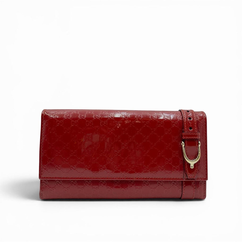 Gucci Red Micro Guccissima Patent Leather Continental Wallet