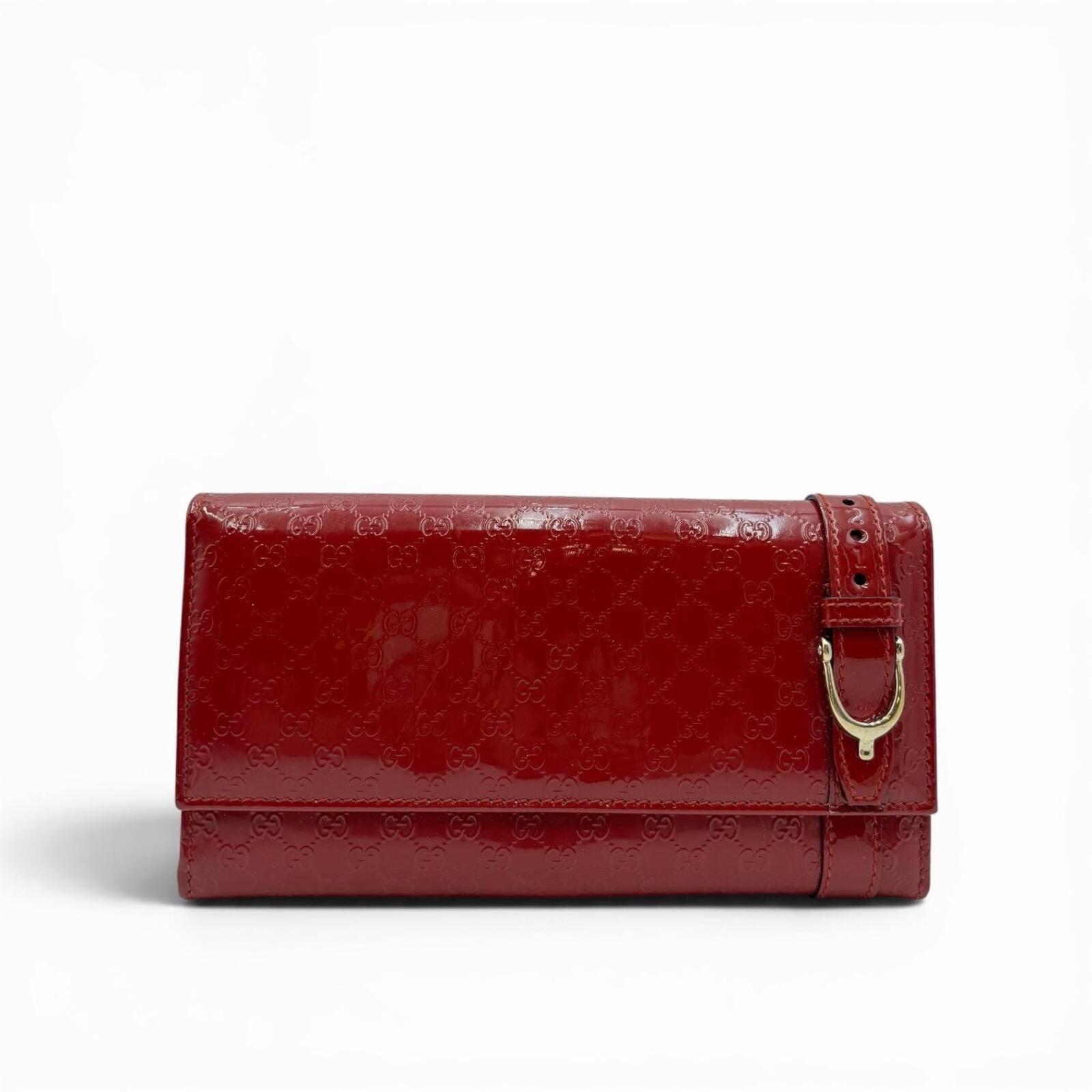 Gucci Red Micro Guccissima Patent Leather Continental Wallet