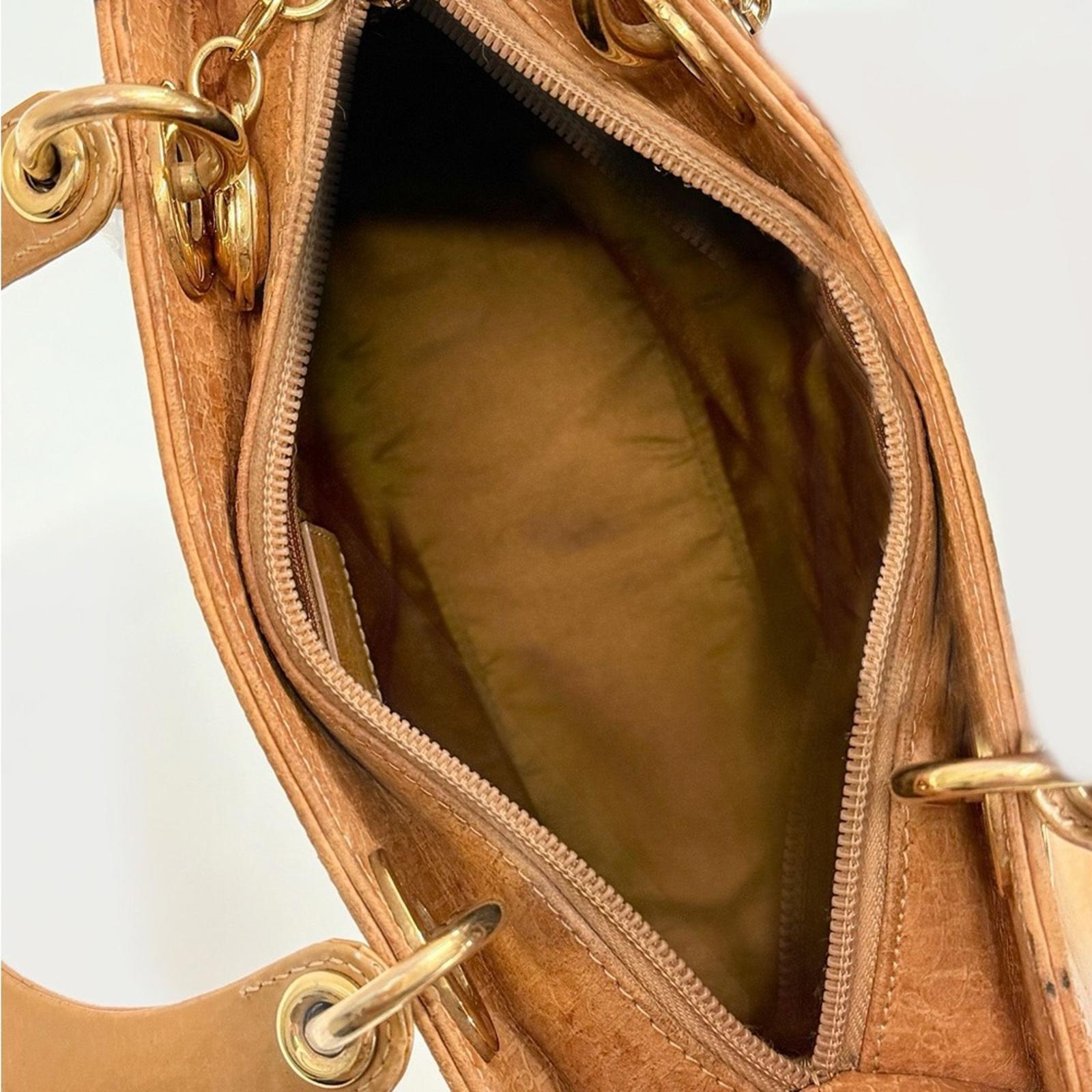 Lady Dior By John Galliano Brown Suede Medium Handbag