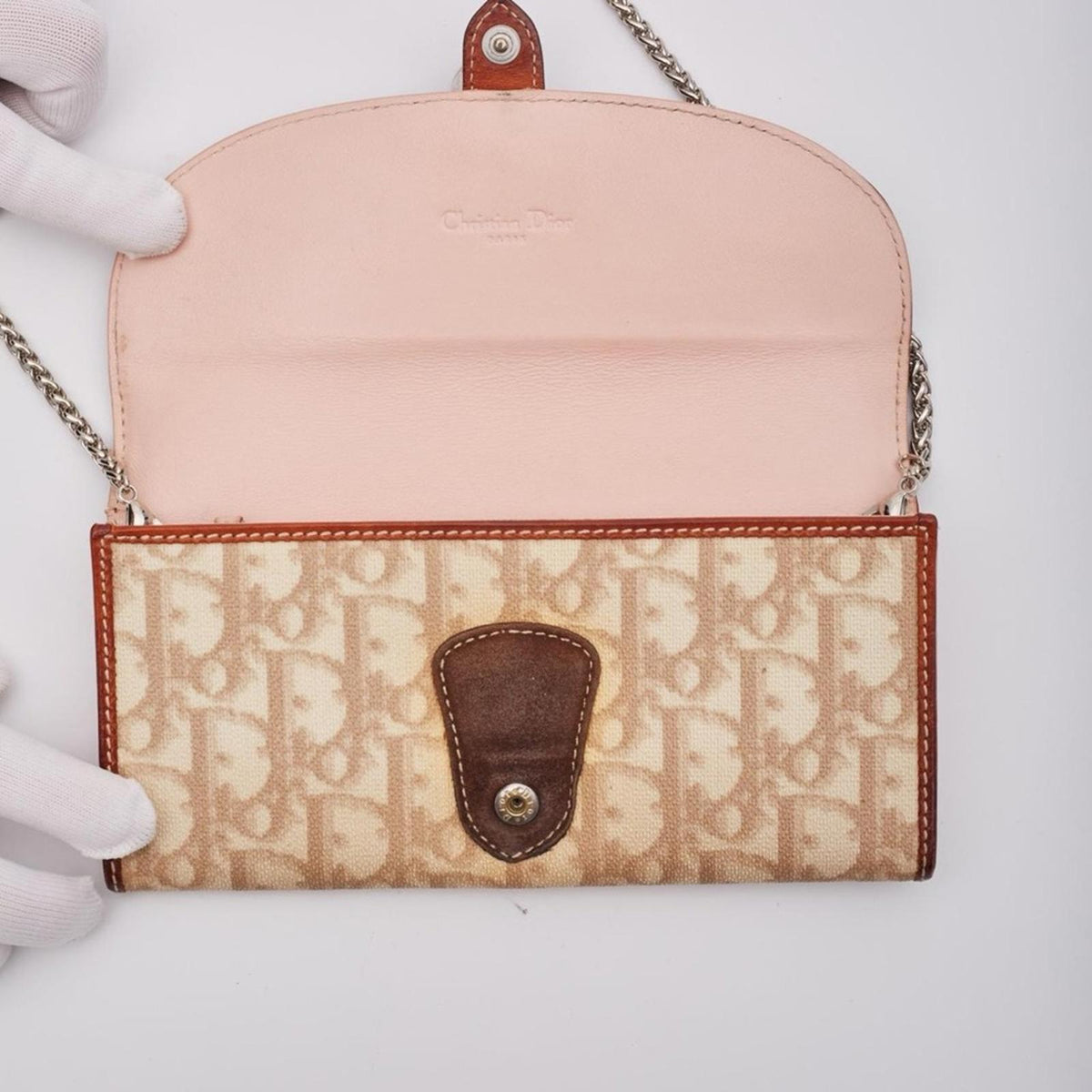 Christian Dior Rare Vintage Romantique Trotter Monogram Dior Wallet On Chain
