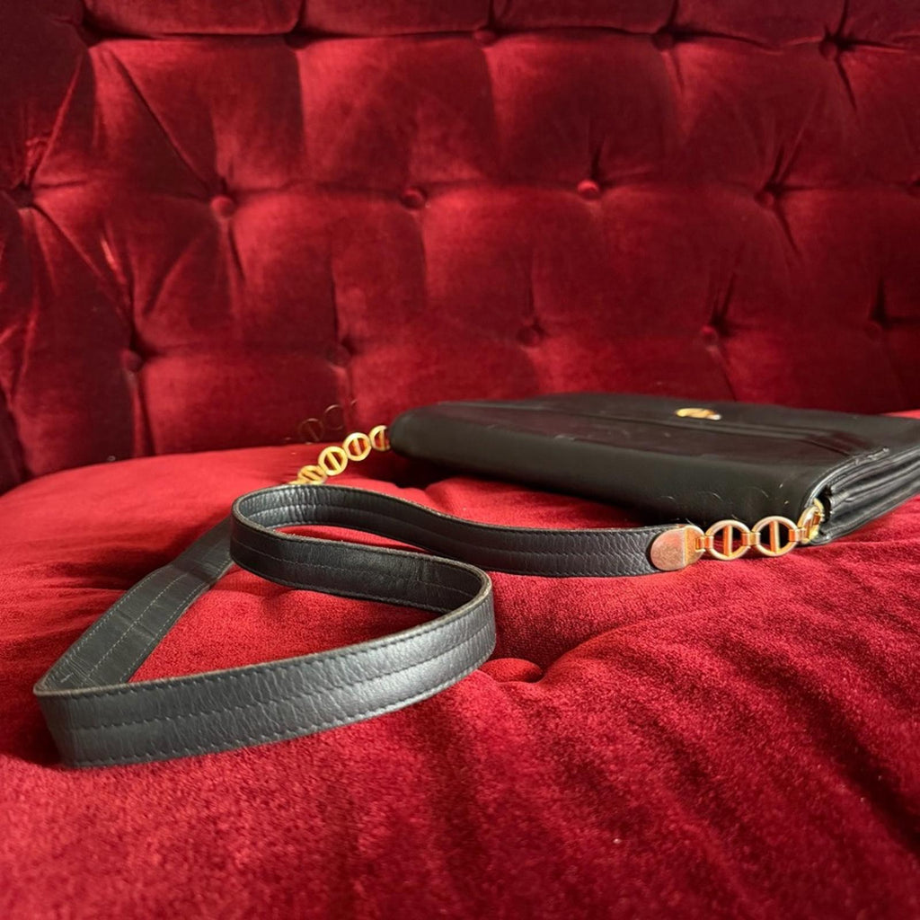 CHRISTIAN DIOR BLACK LEATHER CROSSBODY BAG