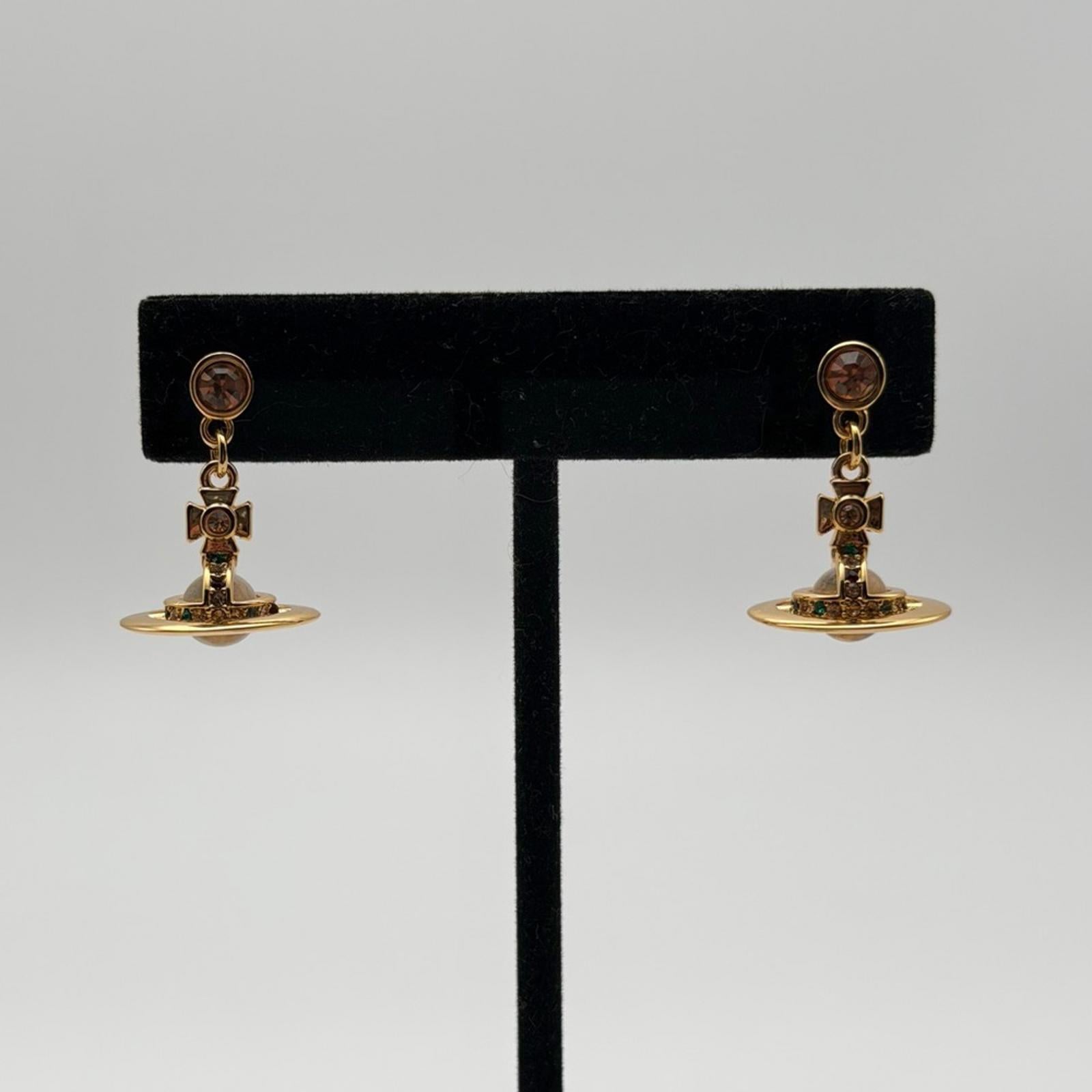 VIVIENNE WESTWOOD PETIT ORB DROP EARRINGS – GOLD TONE
