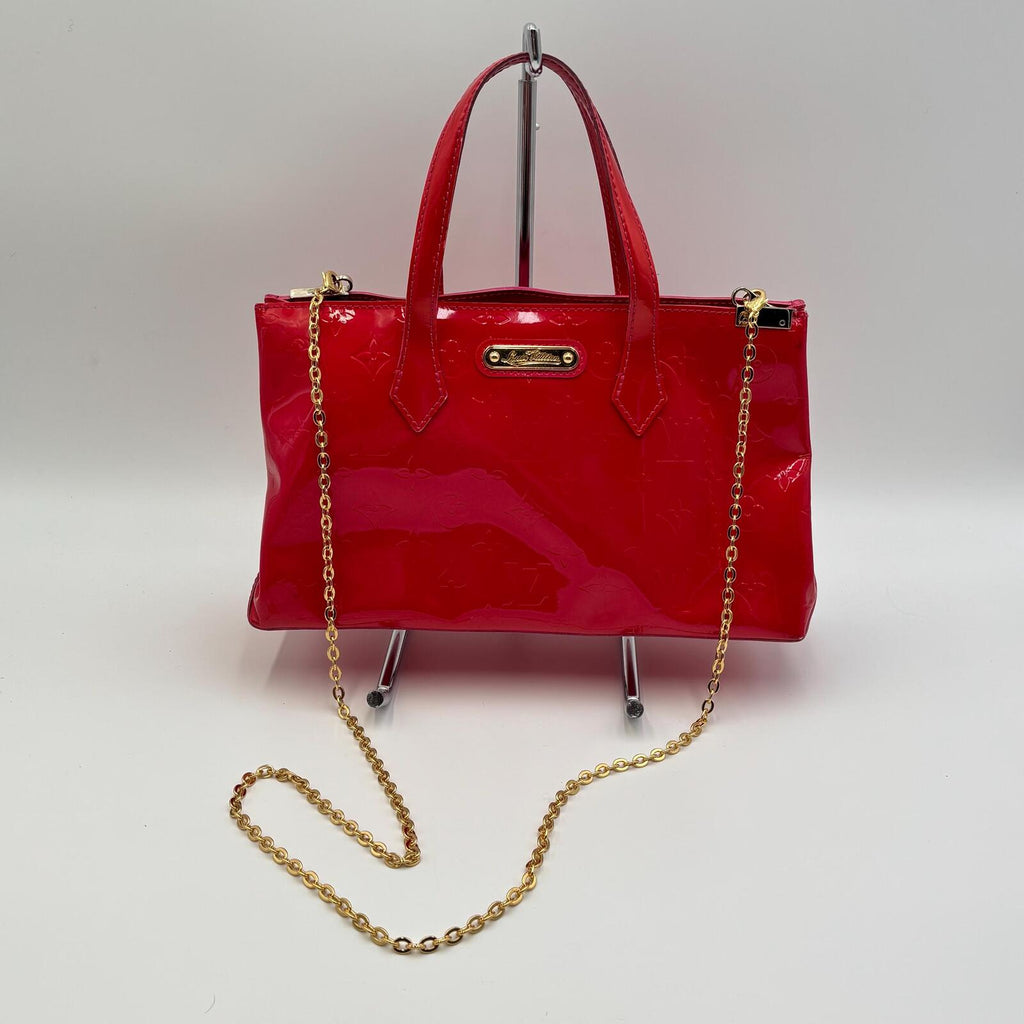 Louis Vuitton Monogram Vernis Wilshire Boulevard Tote PM Hot Pink Patent Leather