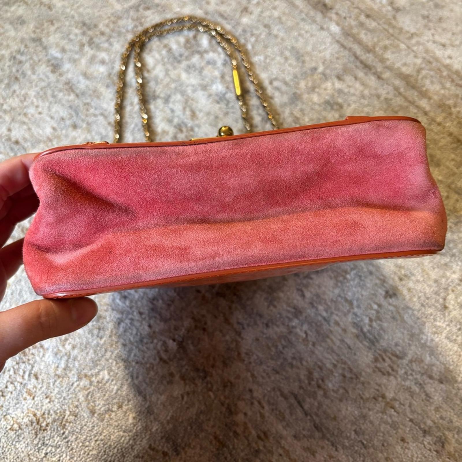 Chloé Vintage Patent Leather Chain Shoulder Bag – Orange