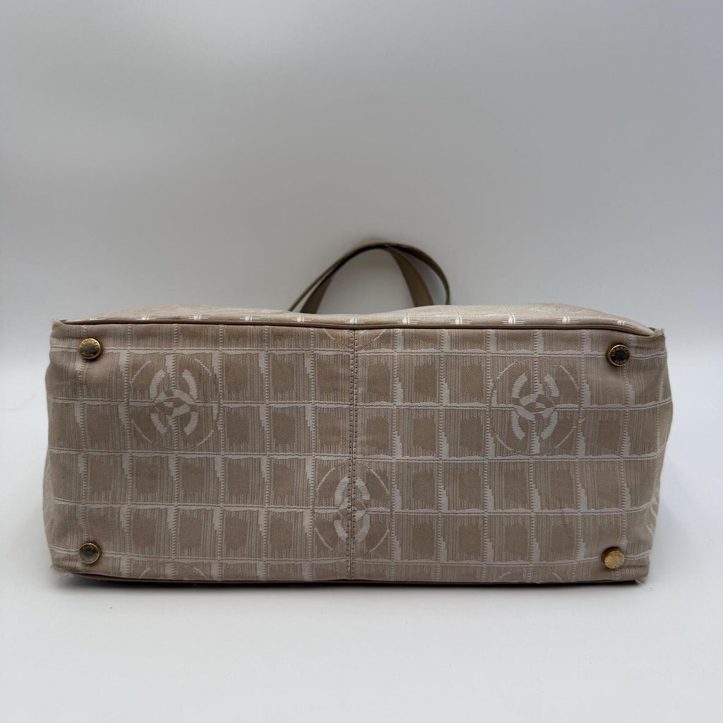 Chanel Beige New Travel Line Nylon Jacquard Tote