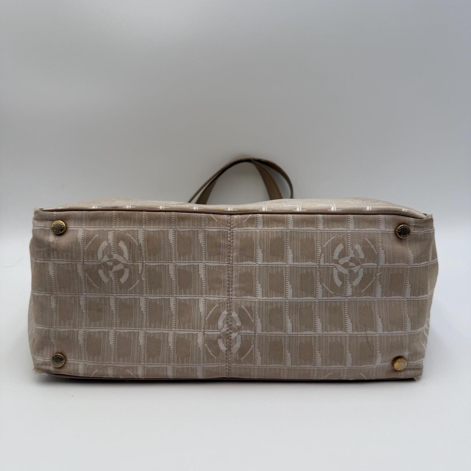 Chanel Beige New Travel Line Nylon Jacquard Tote