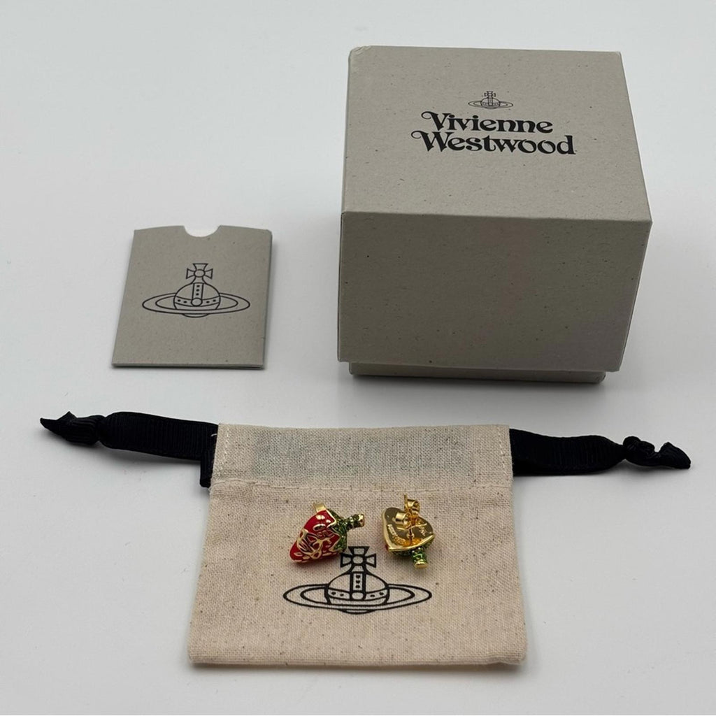 Vivienne Westwood Strawberry Enamel Gold-Tone Stud EarringsS