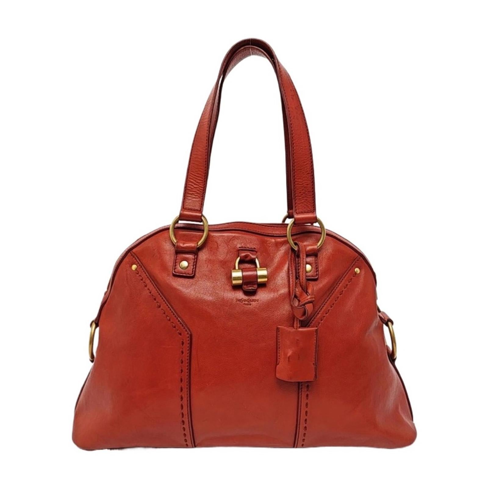Yves Saint Laurent Muse Leather Shoulder Bag – Brick Red