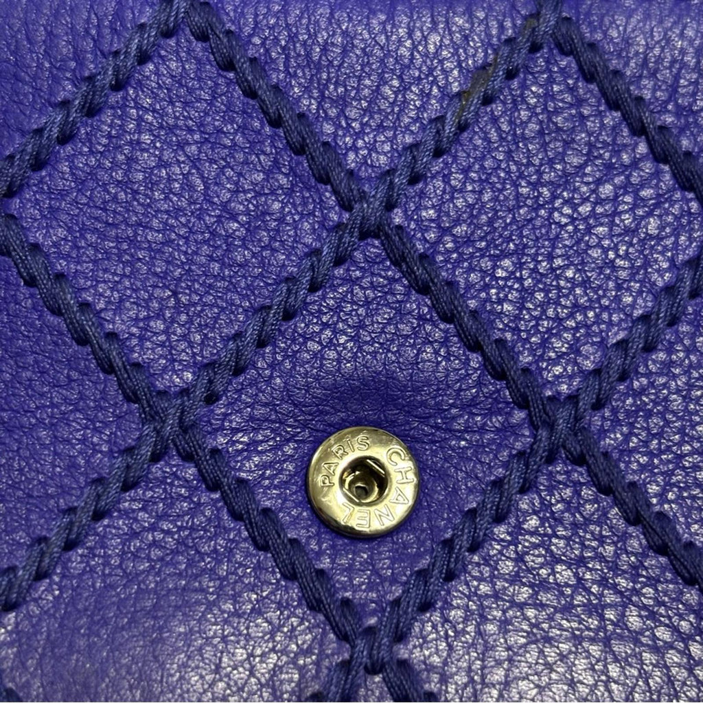Chanel Classic Wallet On Chain WOC Quilted Lambskin Purple Silver Hardware