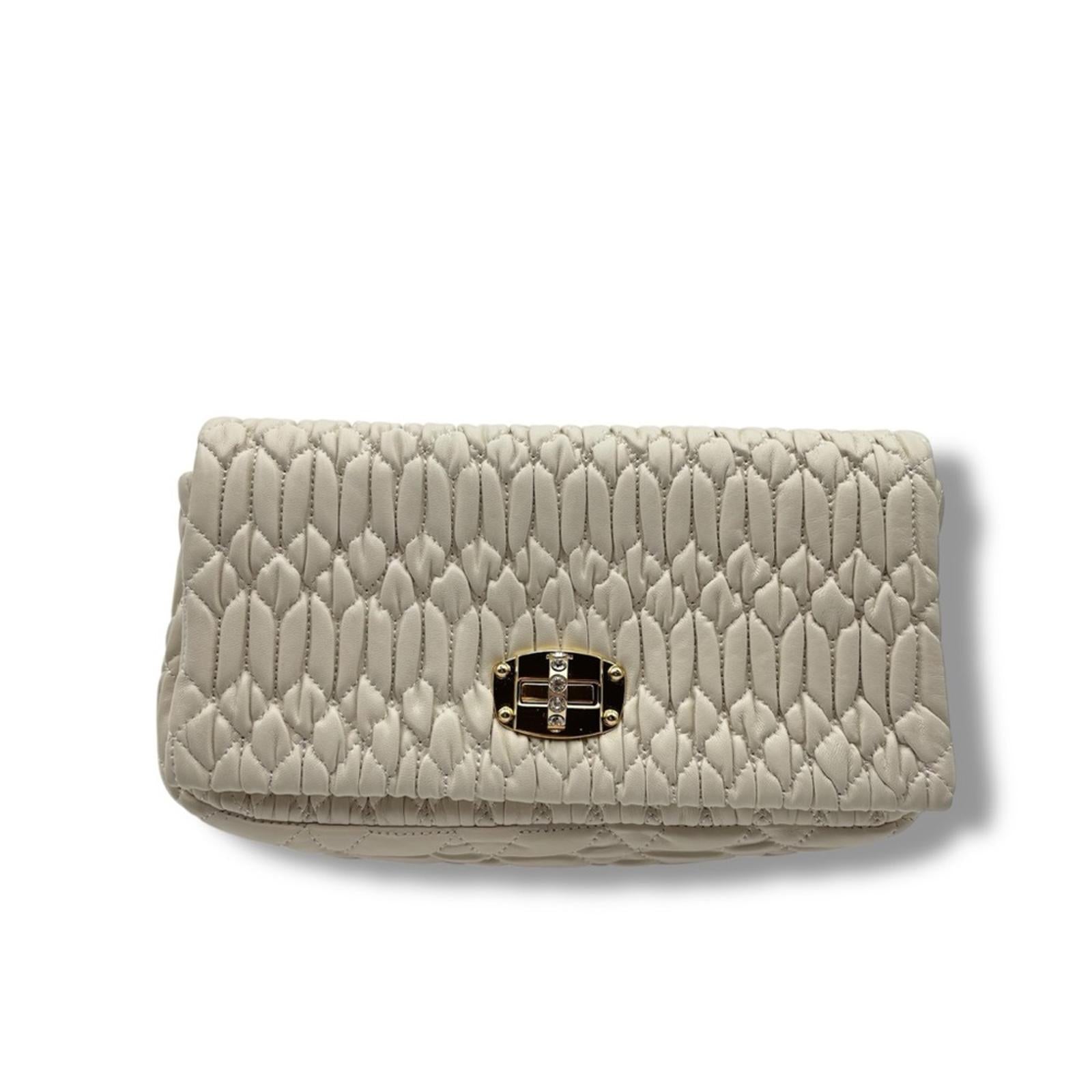 Miu Miu Matelassé Leather Shoulder Bag – Ivory / Gold Hardware