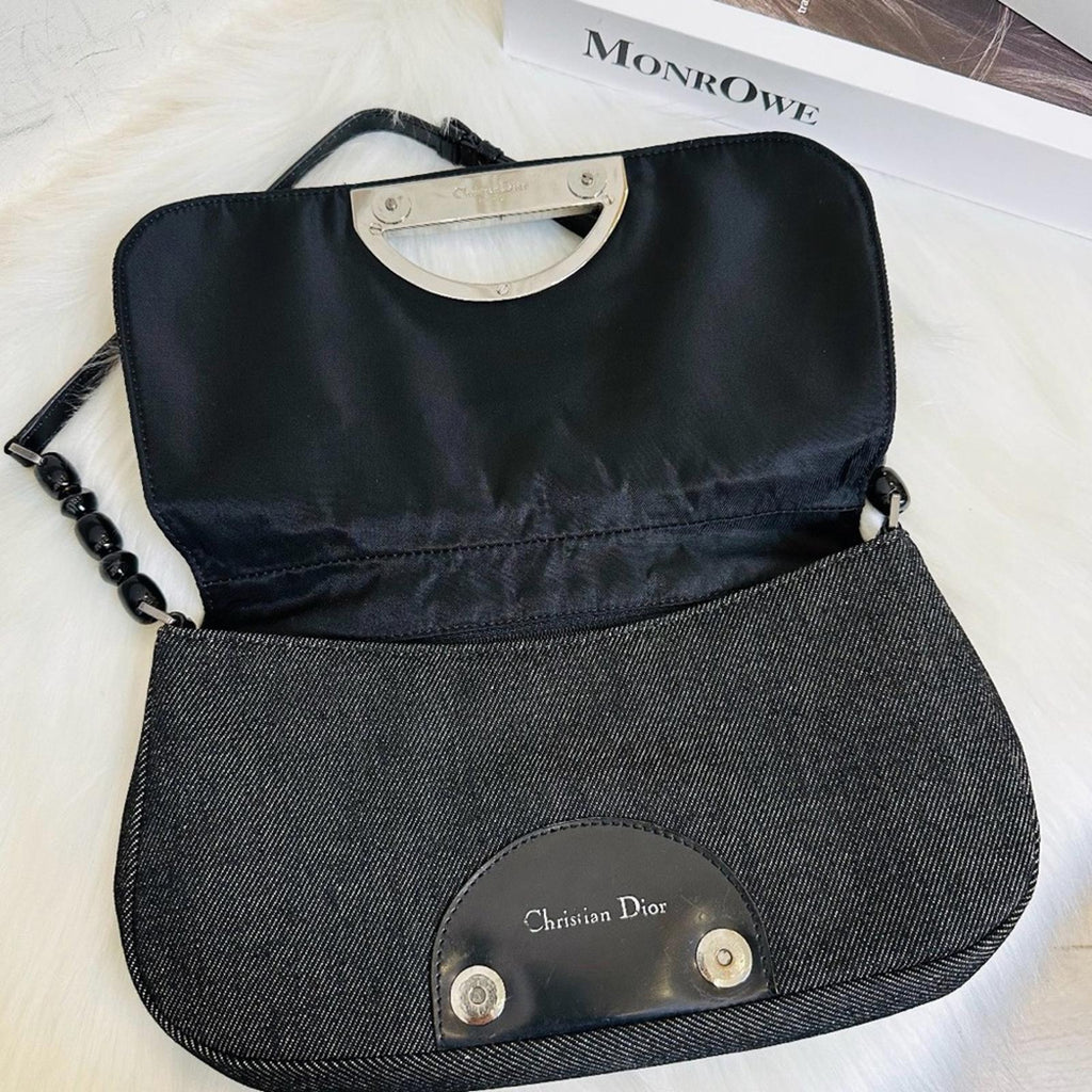 Christian Dior Malice Black Denim Shoulder Bag