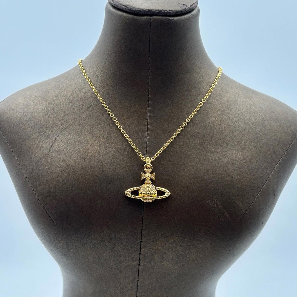 Vivienne Westwood Gold Tone Orb Pendant Necklace