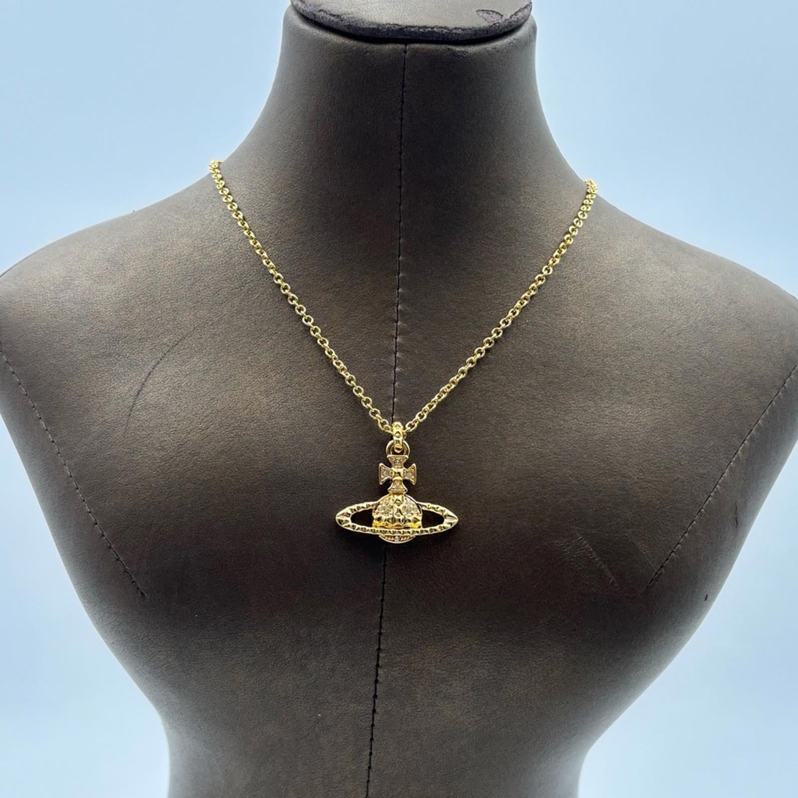 Vivienne Westwood Gold Tone Orb Pendant Necklace