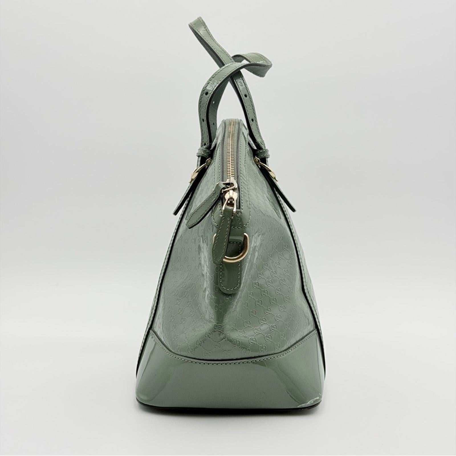 Gucci Microguccissima Nice Patent Leather Dome Satchel – Green