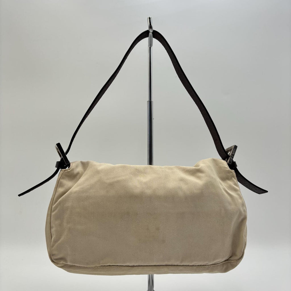 Fendi Mama Forever Beige Canvas and Leather Shoulder Bag