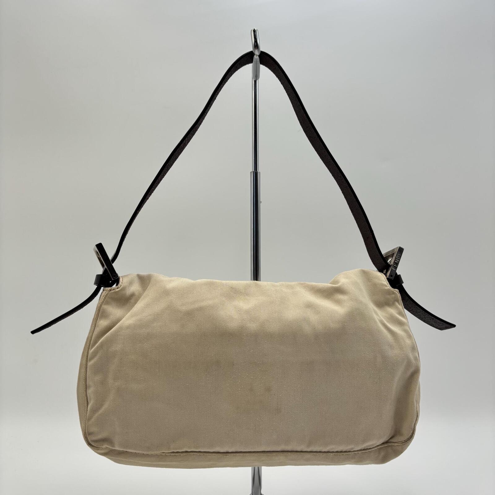 Fendi Mama Forever Beige Canvas and Leather Shoulder Bag