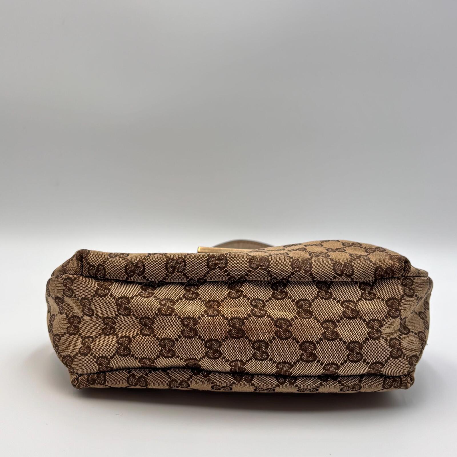 Gucci GG Canvas Web Sherry Line Shoulder Bag Beige Red Green