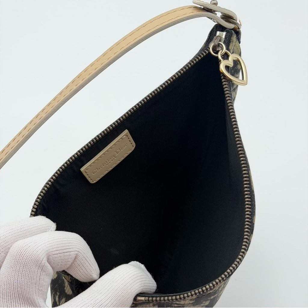 Christian Dior Vintage Trotter Saddle Shoulder Bag – Beige/Black – Leather Trim
