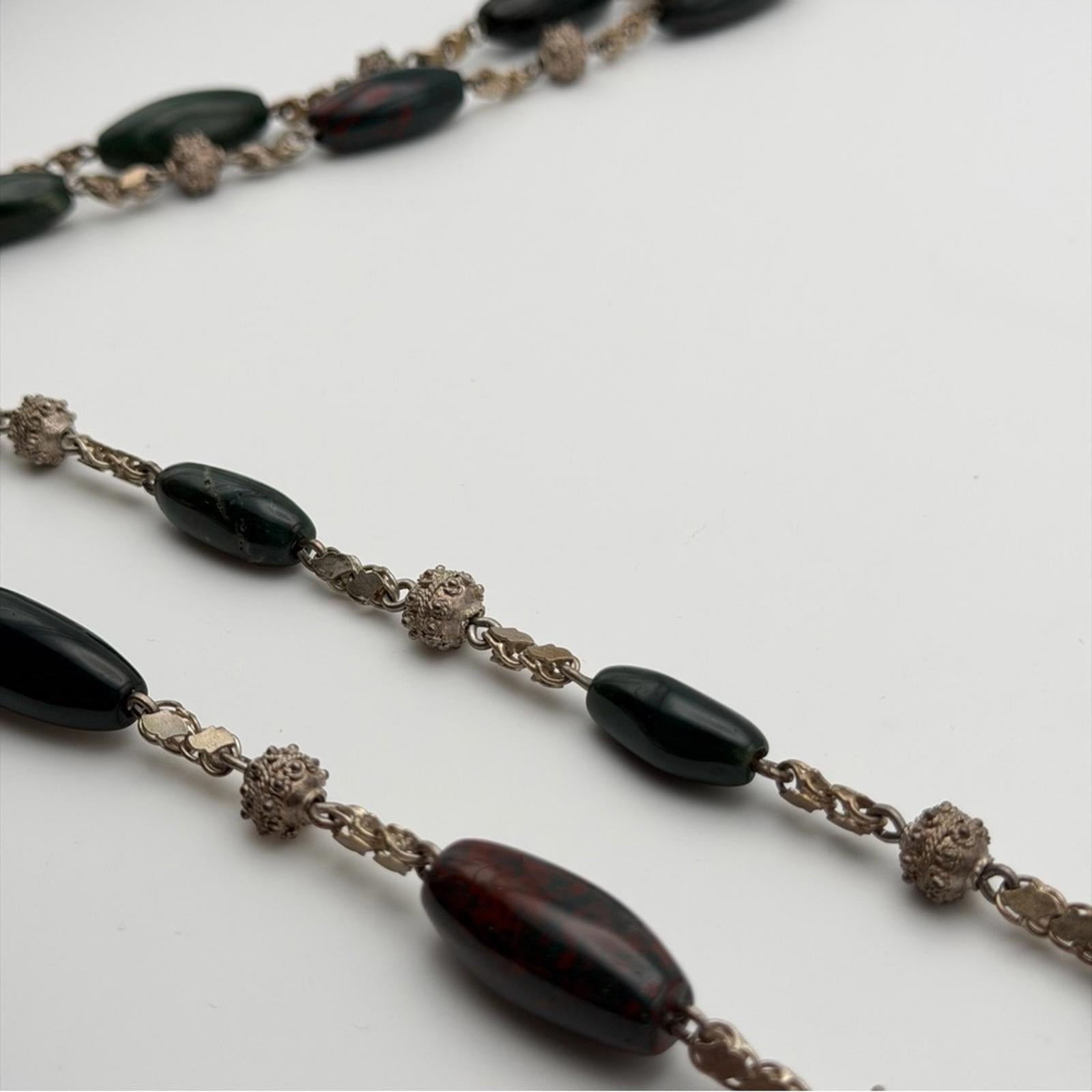 Vintage Sterling Silver Bloodstone Necklaces Set