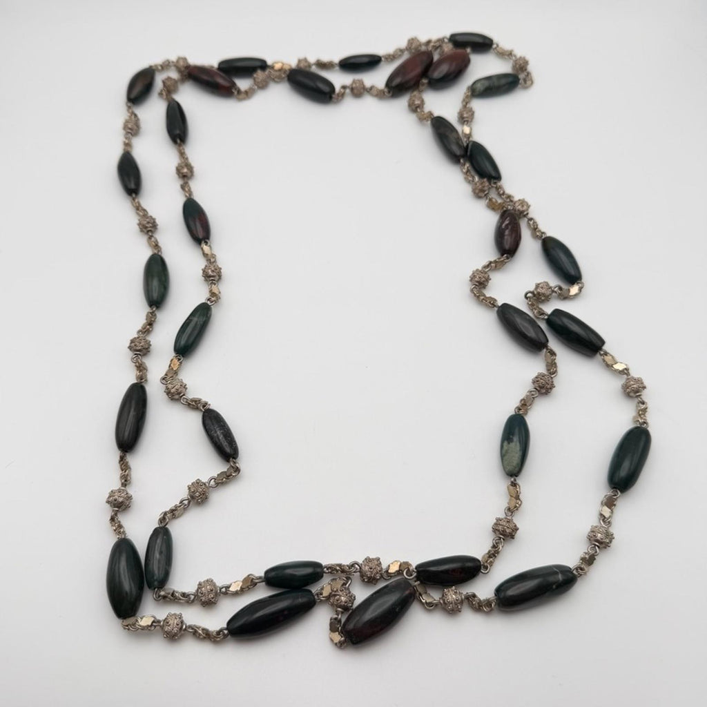 Vintage Sterling Silver Bloodstone Necklaces Set