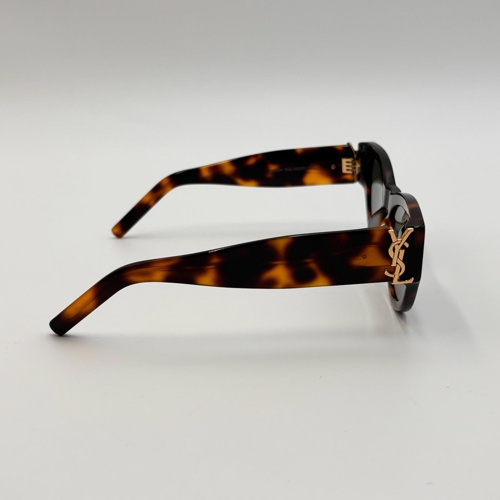 Saint Laurent YSL Cat Eye Tortoiseshell Sunglasses Gold Logo