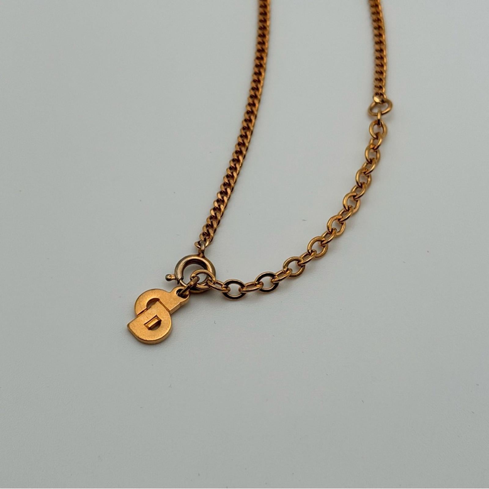 Christian Dior Vintage CD Medallion Necklace Gold