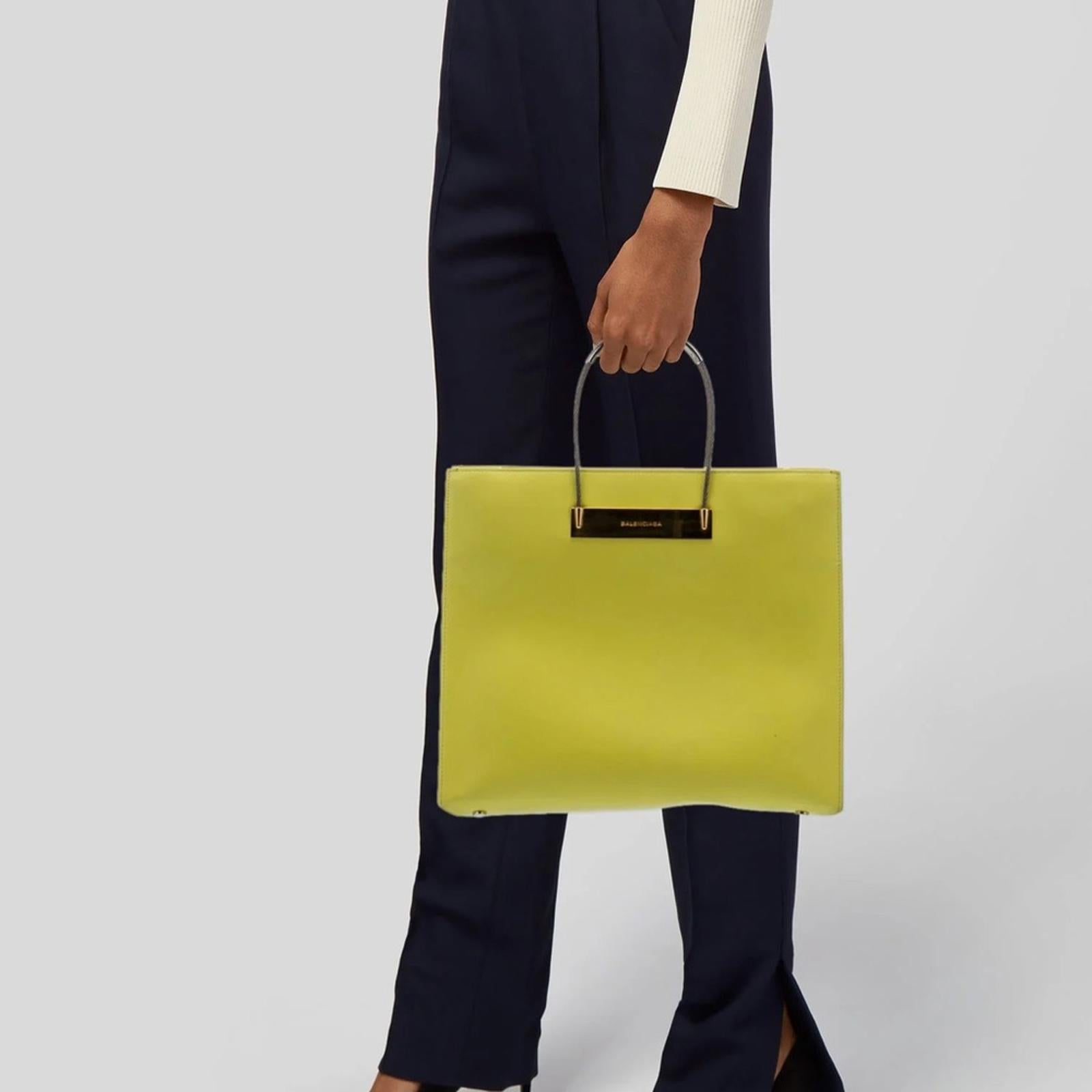 BALENCIAGA CABLE YELLOW LEATHER SHOULDER BAG