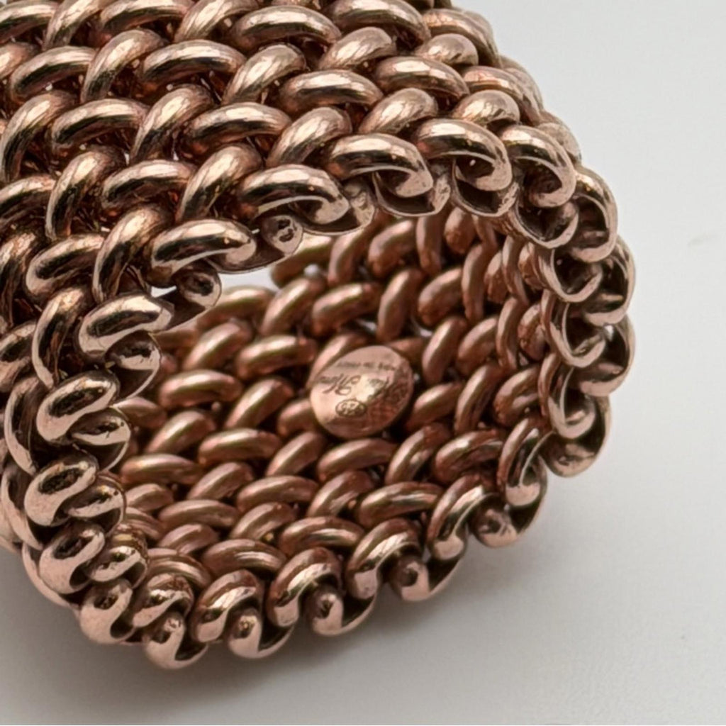 MISS MIMI BEADED MESH RING – 18K ROSE GOLD PLATED