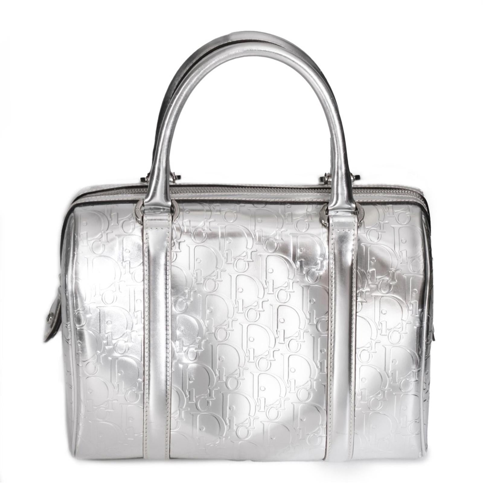CHRISTIAN DIOR BOSTON SILVER BAG BY JOHN GALLIANO