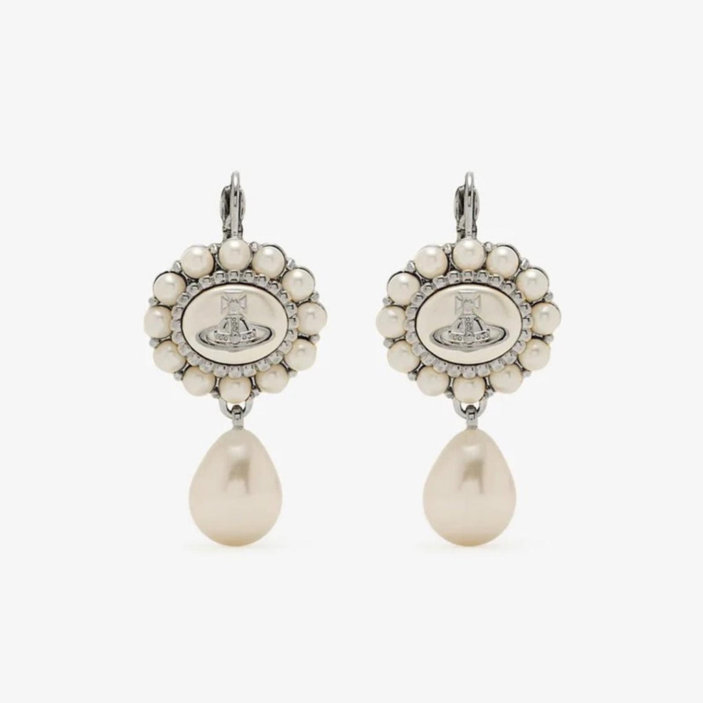 Vivienne Westwood Amaya Drop Earrings Pearl Orb Silver