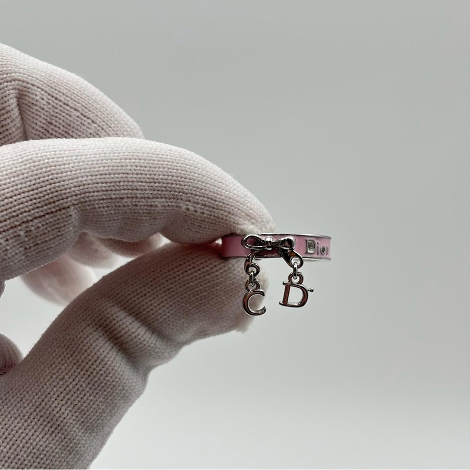 Christian Dior Pink Enamel Charm Ring