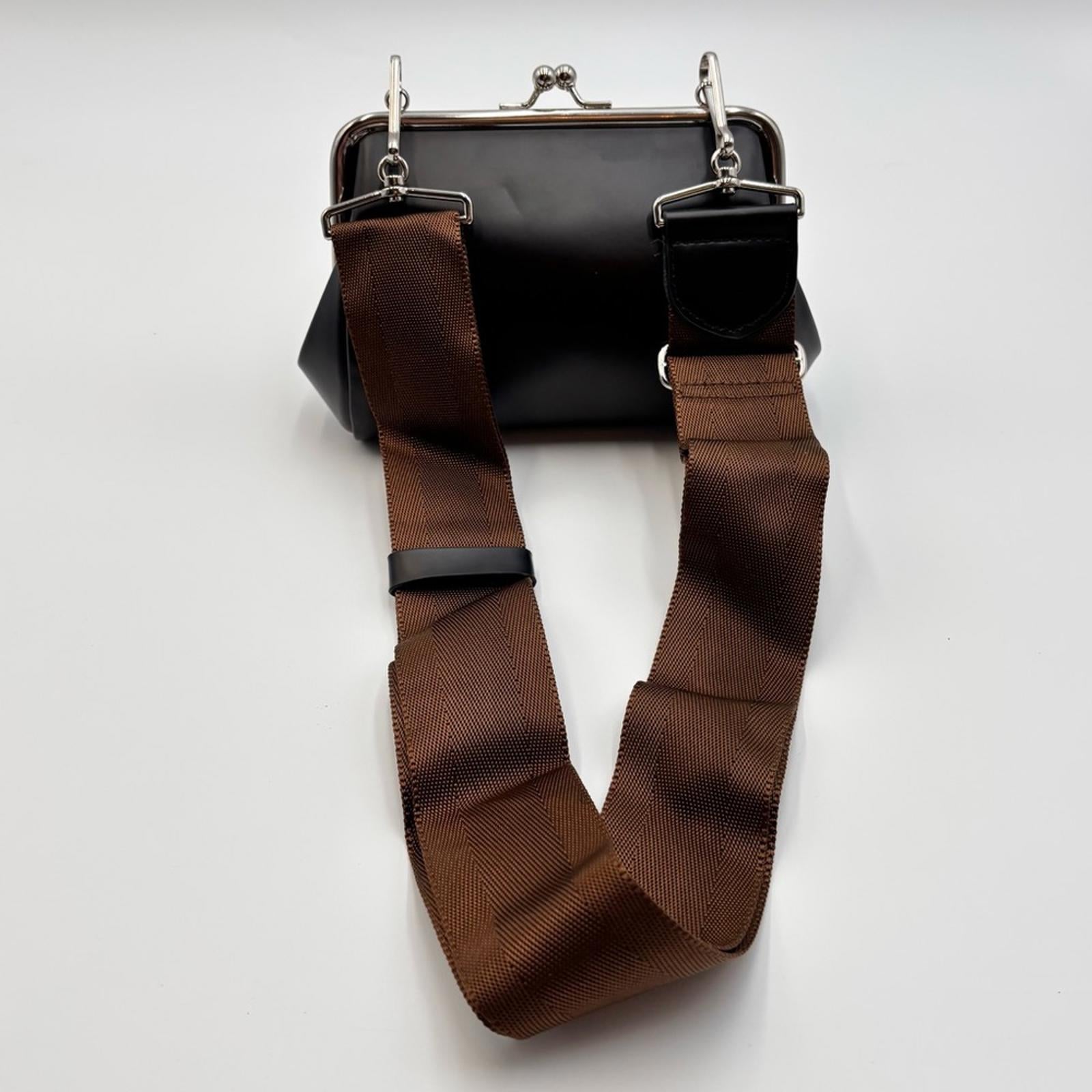 Comme Des Garçons Leather Frame Bag Kiss Lock Shoulder Bag Black
