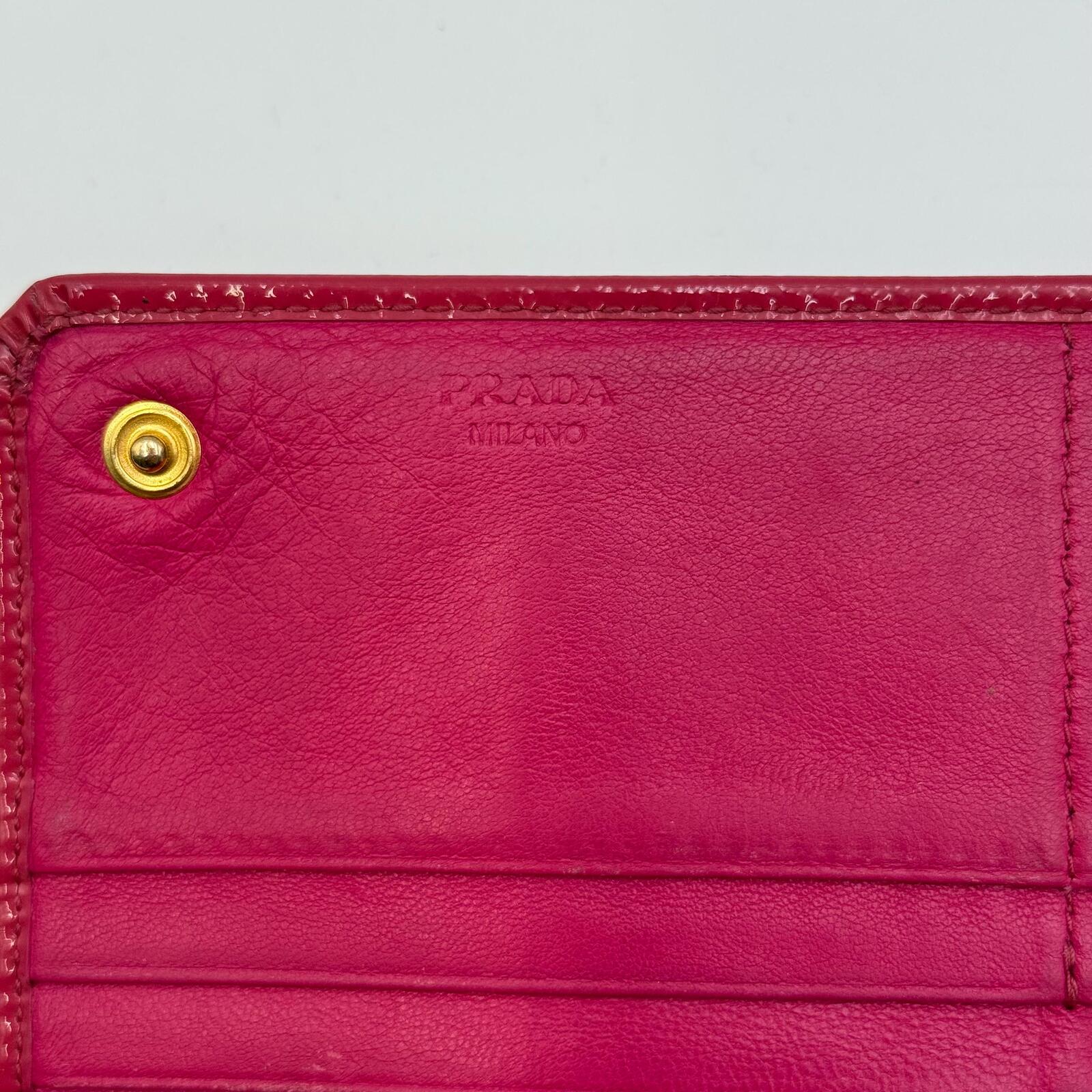 Prada Fuoco Saffiano Patent Leather Continental Wallet