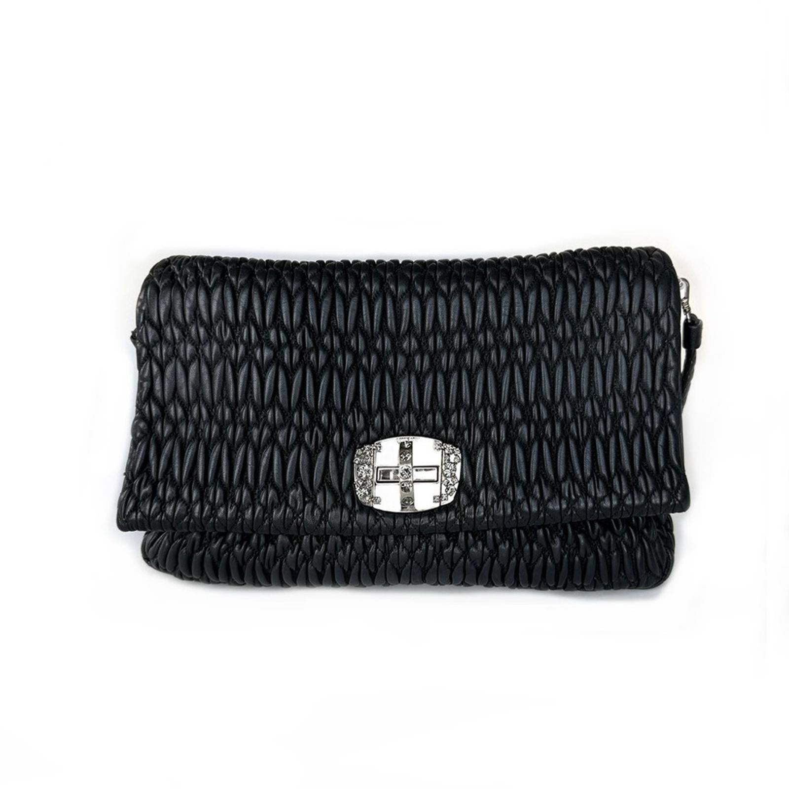 Miu Miu Crystal Nappa Leather Clutch Bag
