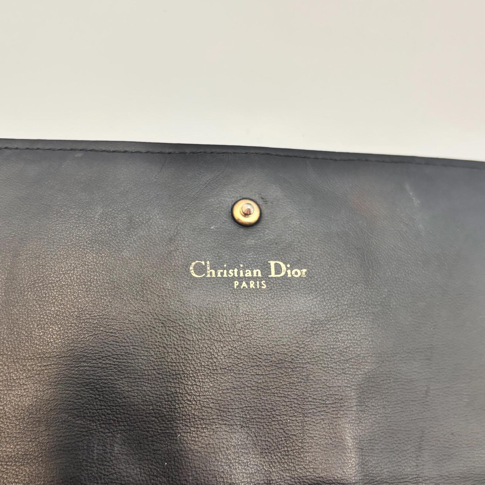 Christian Dior Studded Leather Chain Wallet / Clutch – Black