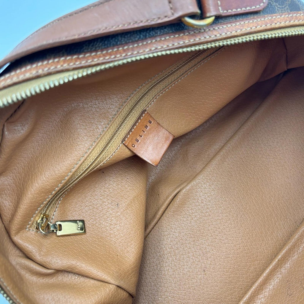Celine Macadam Monogram Dome Handbag Brown Leather TopHandle