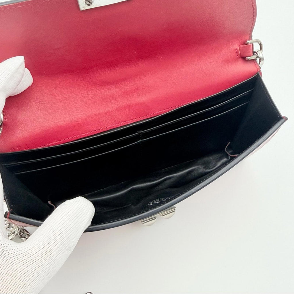 Prada City Calf Leather Elektra Wallet On Chain – Red