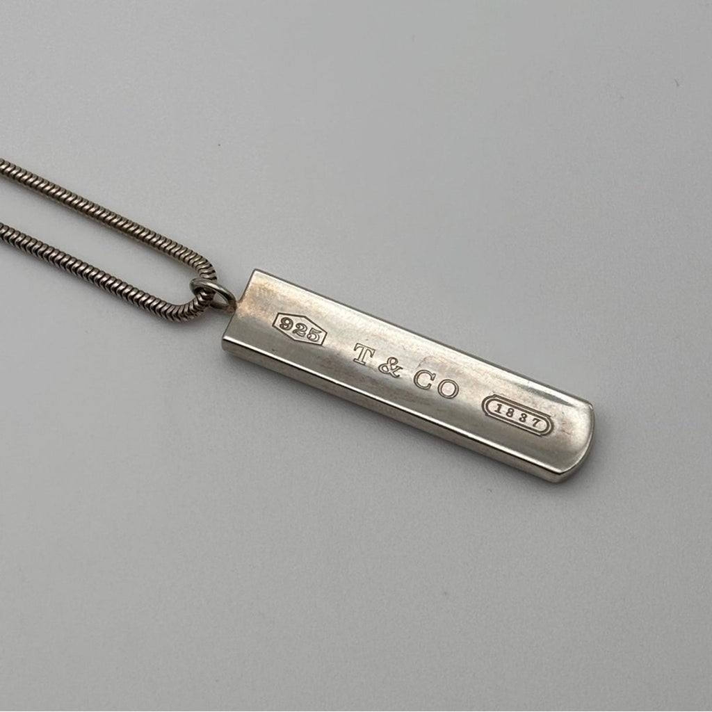 Tiffany & Co. 1837 Sterling Silver Bar Pendant Necklace
