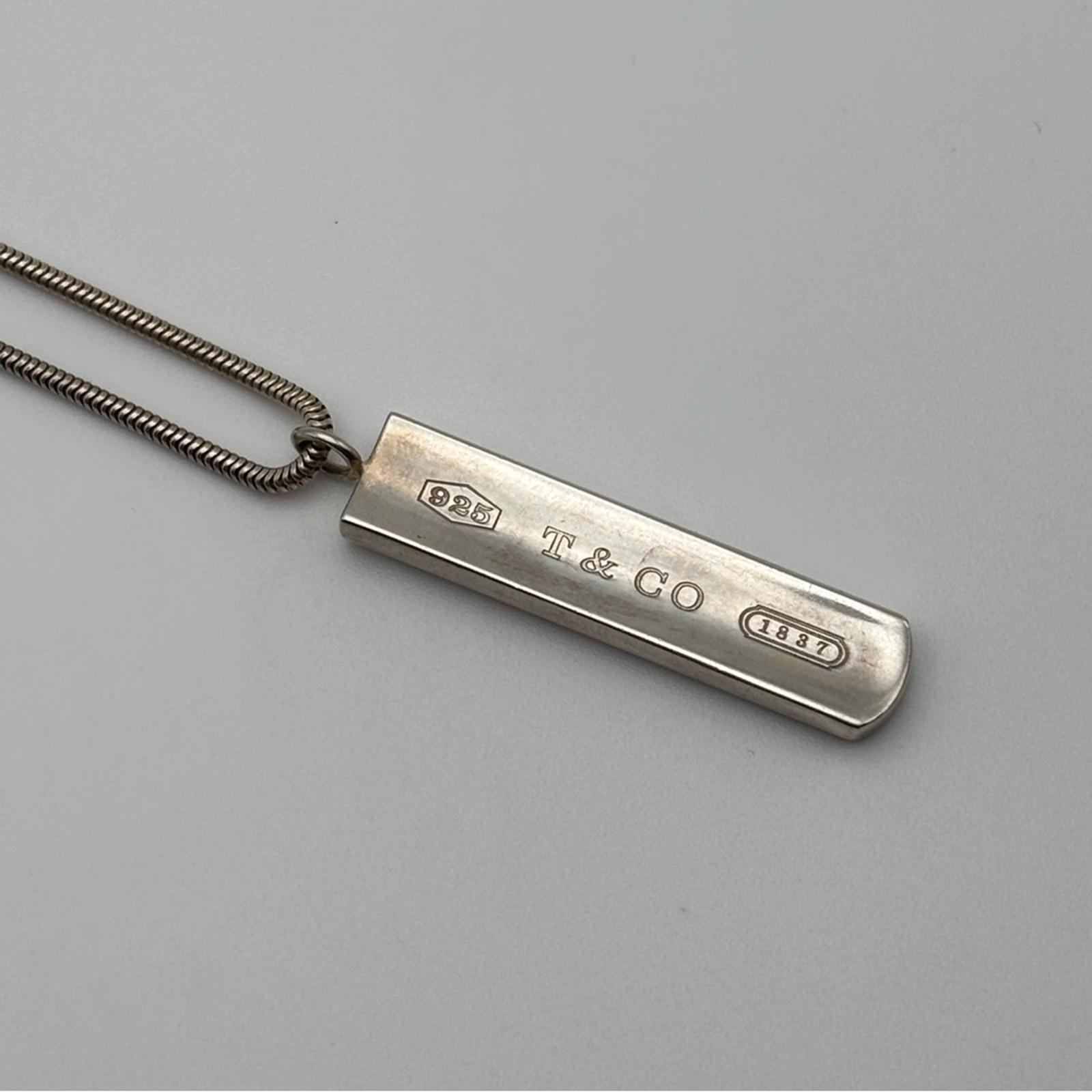 Tiffany & Co. 1837 Sterling Silver Bar Pendant Necklace