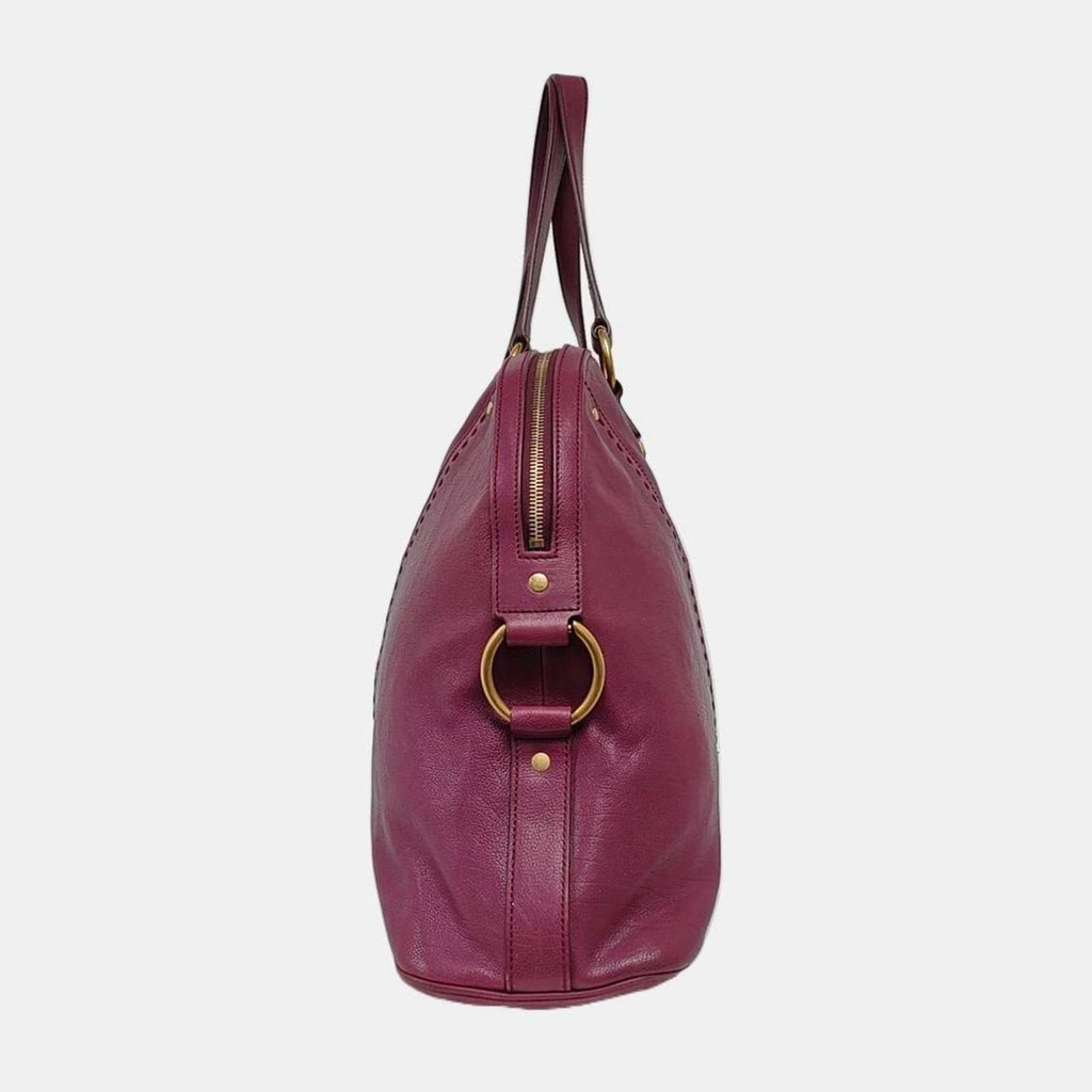 Yves Saint Laurent Muse Leather Bowler Bag Magenta Gold Hardware