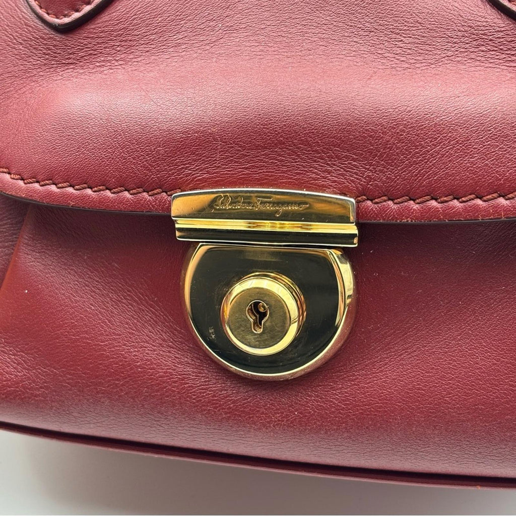 Salvatore Ferragamo Fiamma Leather Small Top Handle Bag
