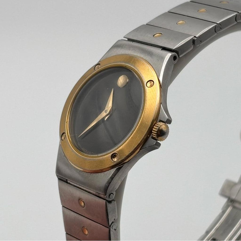 Vintage Movado Museum Two-Tone Quartz Watch Swiss Made 1980s
