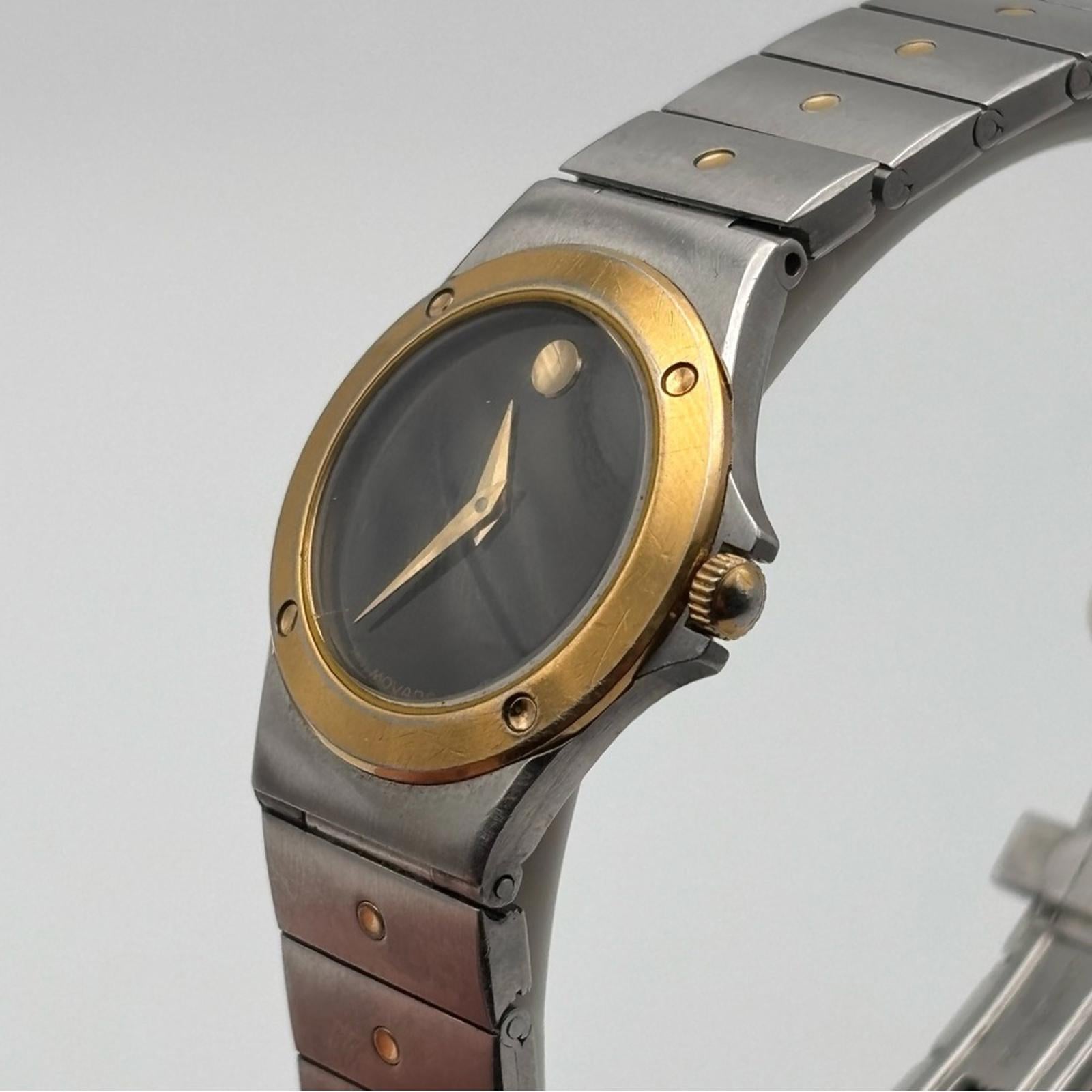 Vintage Movado Museum Two-Tone Quartz Watch Swiss Made 1980s
