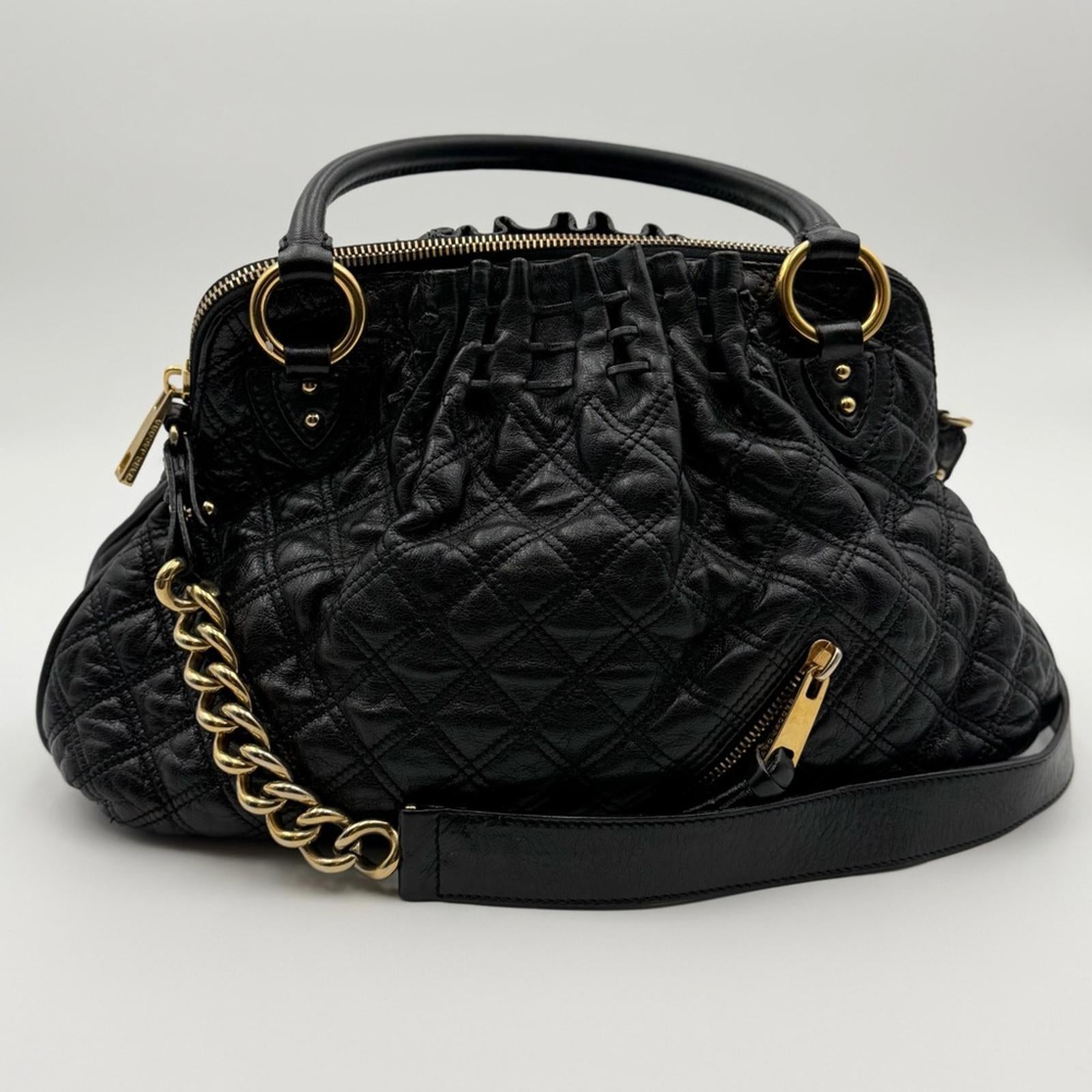 MARC JACOBS QUILTED LEATHER SHOULDER BAG – BLACK